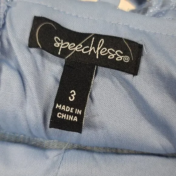 Speechless empire waist rhinestone embellished Prom formal lace dress Sz 3 Blue - Picture 8 of 11